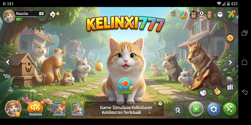 Tampilan gameplay KELINCI777 dengan kelinci lucu dan peternakan yang indah.
