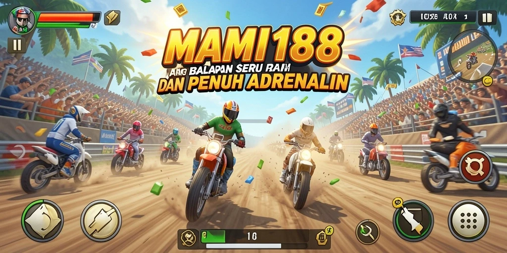 Gameplay MAMI188 menampilkan aksi balapan yang mendebarkan.