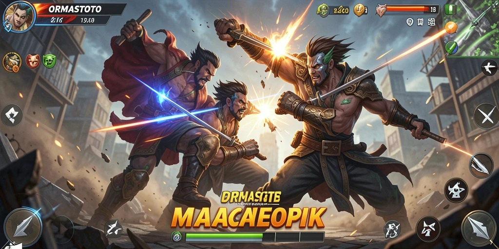 Screenshot gameplay ORMASTOTO dengan pertarungan aksi yang mendebarkan.