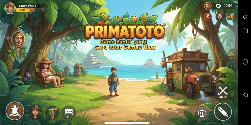 Tampilan menarik dari gameplay santai PRIMATOTO yang penuh warna.