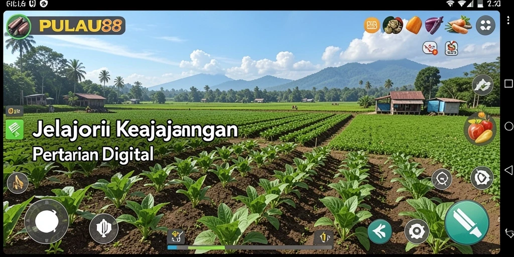 Gambaran menakjubkan dari ladang dalam PULAU88 saat panen.